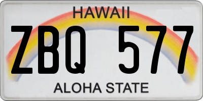 HI license plate ZBQ577