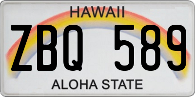 HI license plate ZBQ589