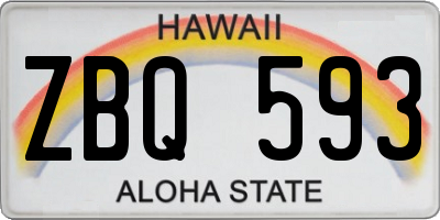 HI license plate ZBQ593