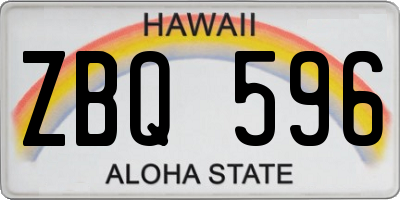 HI license plate ZBQ596