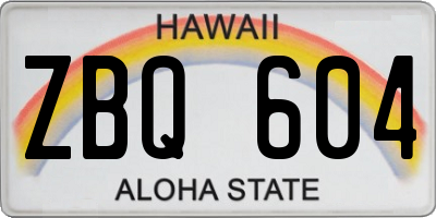 HI license plate ZBQ604