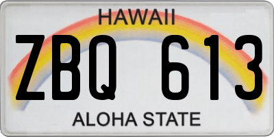 HI license plate ZBQ613