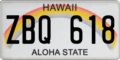 HI license plate ZBQ618