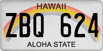 HI license plate ZBQ624