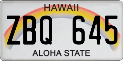 HI license plate ZBQ645