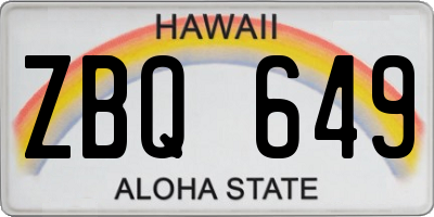 HI license plate ZBQ649