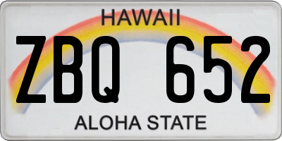 HI license plate ZBQ652