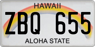 HI license plate ZBQ655