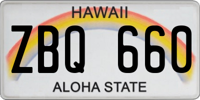 HI license plate ZBQ660