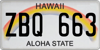 HI license plate ZBQ663