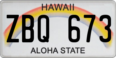 HI license plate ZBQ673