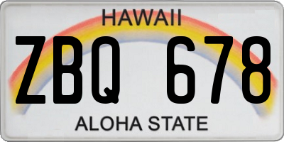 HI license plate ZBQ678