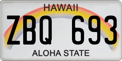 HI license plate ZBQ693