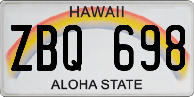 HI license plate ZBQ698