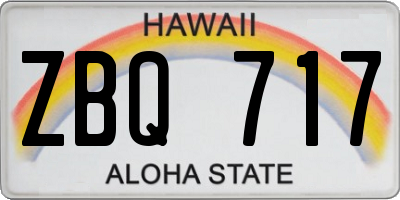 HI license plate ZBQ717