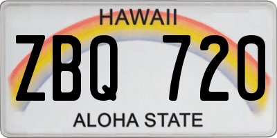 HI license plate ZBQ720