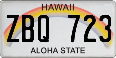 HI license plate ZBQ723
