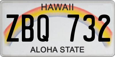 HI license plate ZBQ732