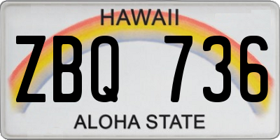 HI license plate ZBQ736