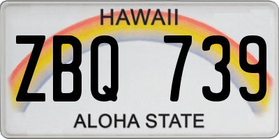 HI license plate ZBQ739