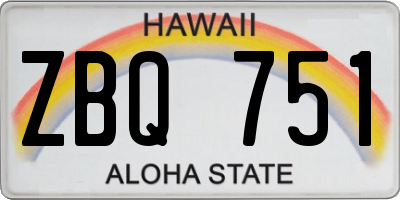 HI license plate ZBQ751