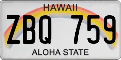 HI license plate ZBQ759
