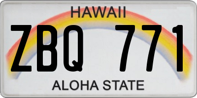 HI license plate ZBQ771