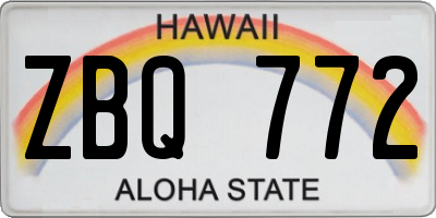 HI license plate ZBQ772