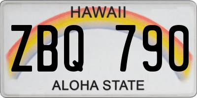 HI license plate ZBQ790