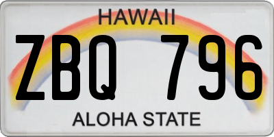 HI license plate ZBQ796