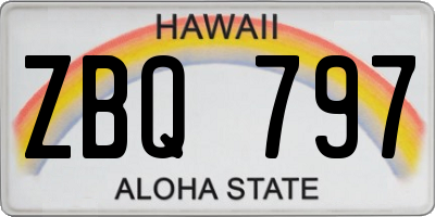HI license plate ZBQ797