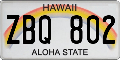 HI license plate ZBQ802