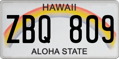 HI license plate ZBQ809