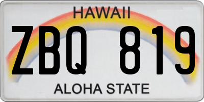 HI license plate ZBQ819