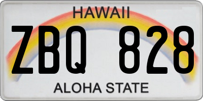 HI license plate ZBQ828