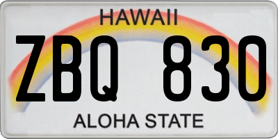 HI license plate ZBQ830