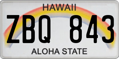 HI license plate ZBQ843