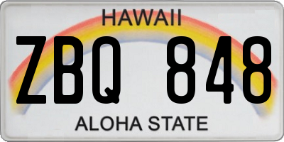 HI license plate ZBQ848