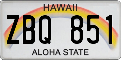 HI license plate ZBQ851