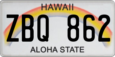 HI license plate ZBQ862
