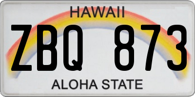 HI license plate ZBQ873