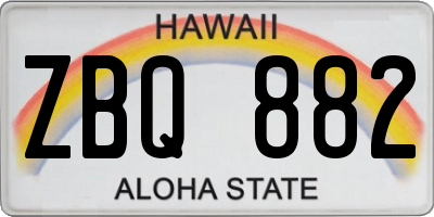 HI license plate ZBQ882