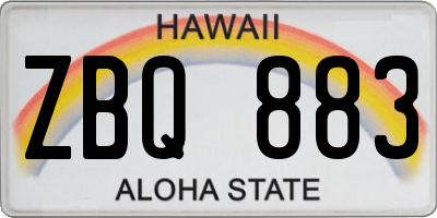 HI license plate ZBQ883