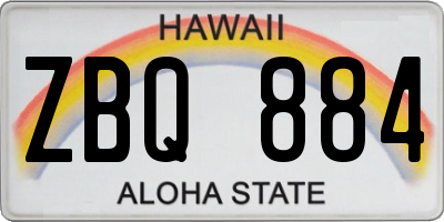 HI license plate ZBQ884