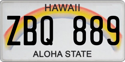 HI license plate ZBQ889