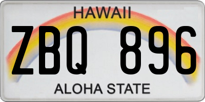 HI license plate ZBQ896