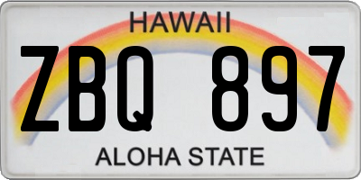 HI license plate ZBQ897
