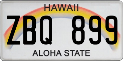 HI license plate ZBQ899