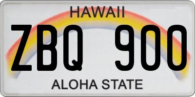 HI license plate ZBQ900