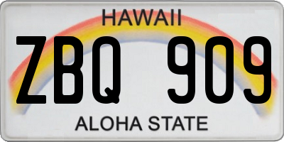 HI license plate ZBQ909